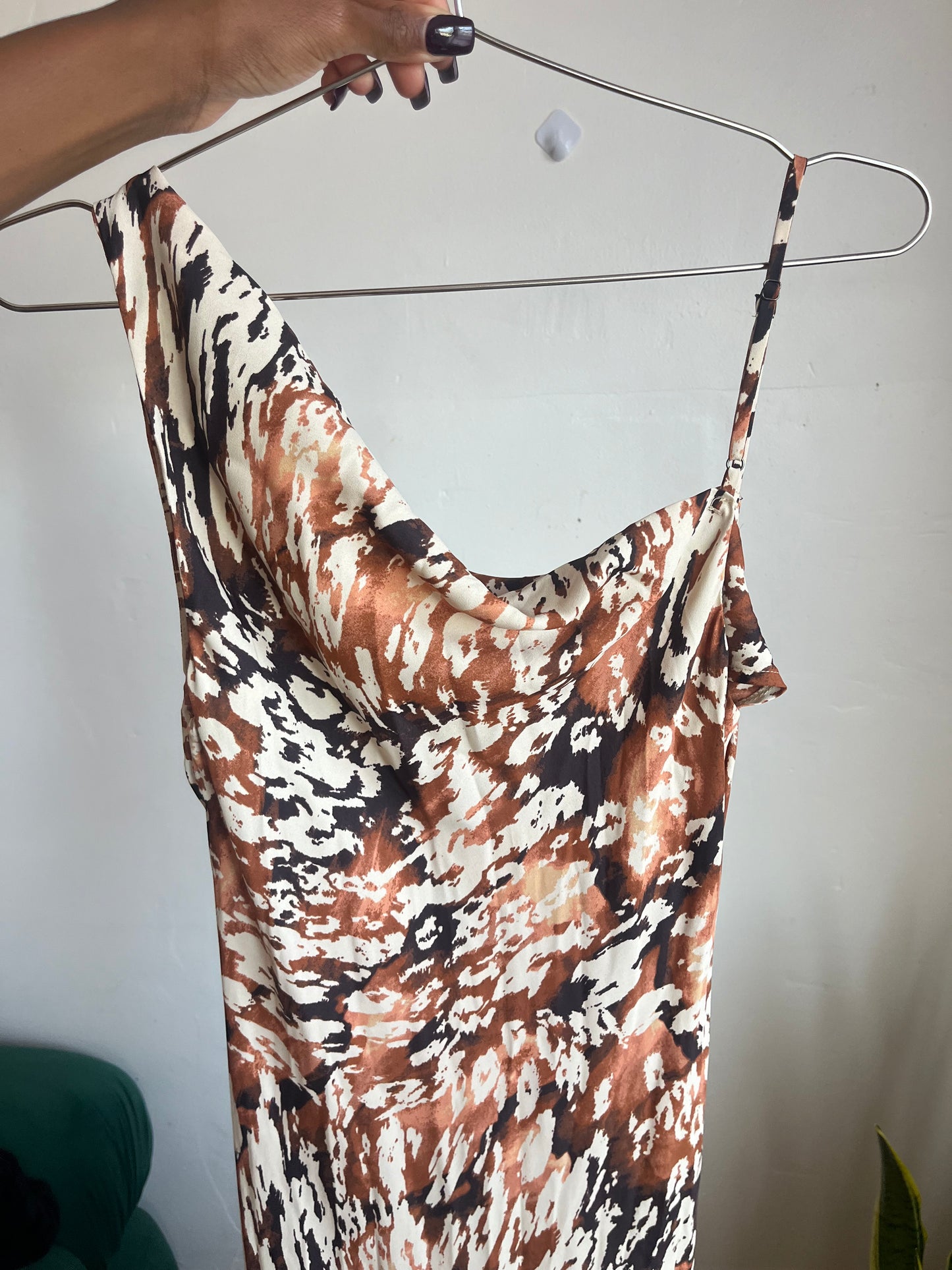 Cream & Brown Abstract Dress