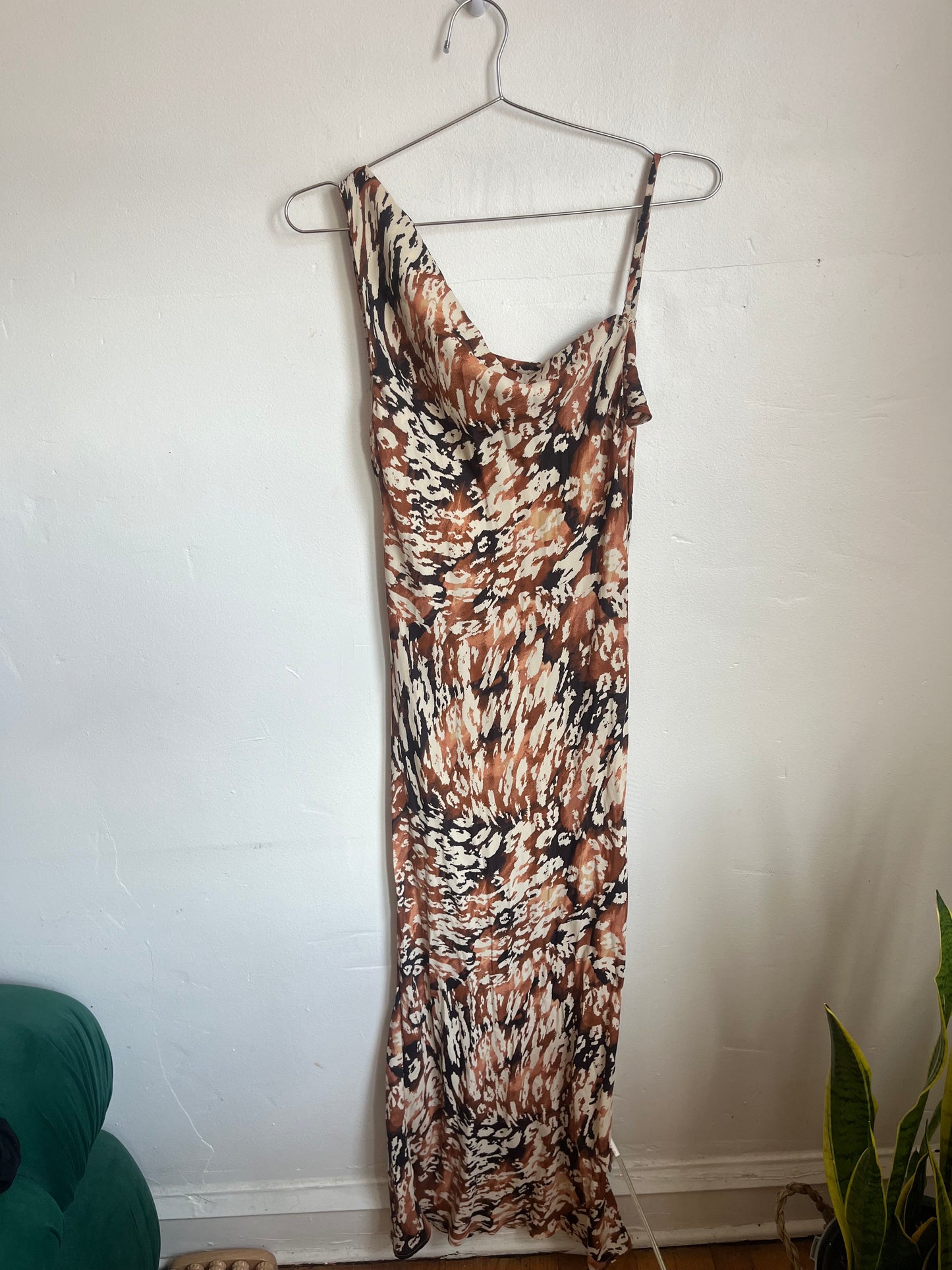 Cream & Brown Abstract Dress