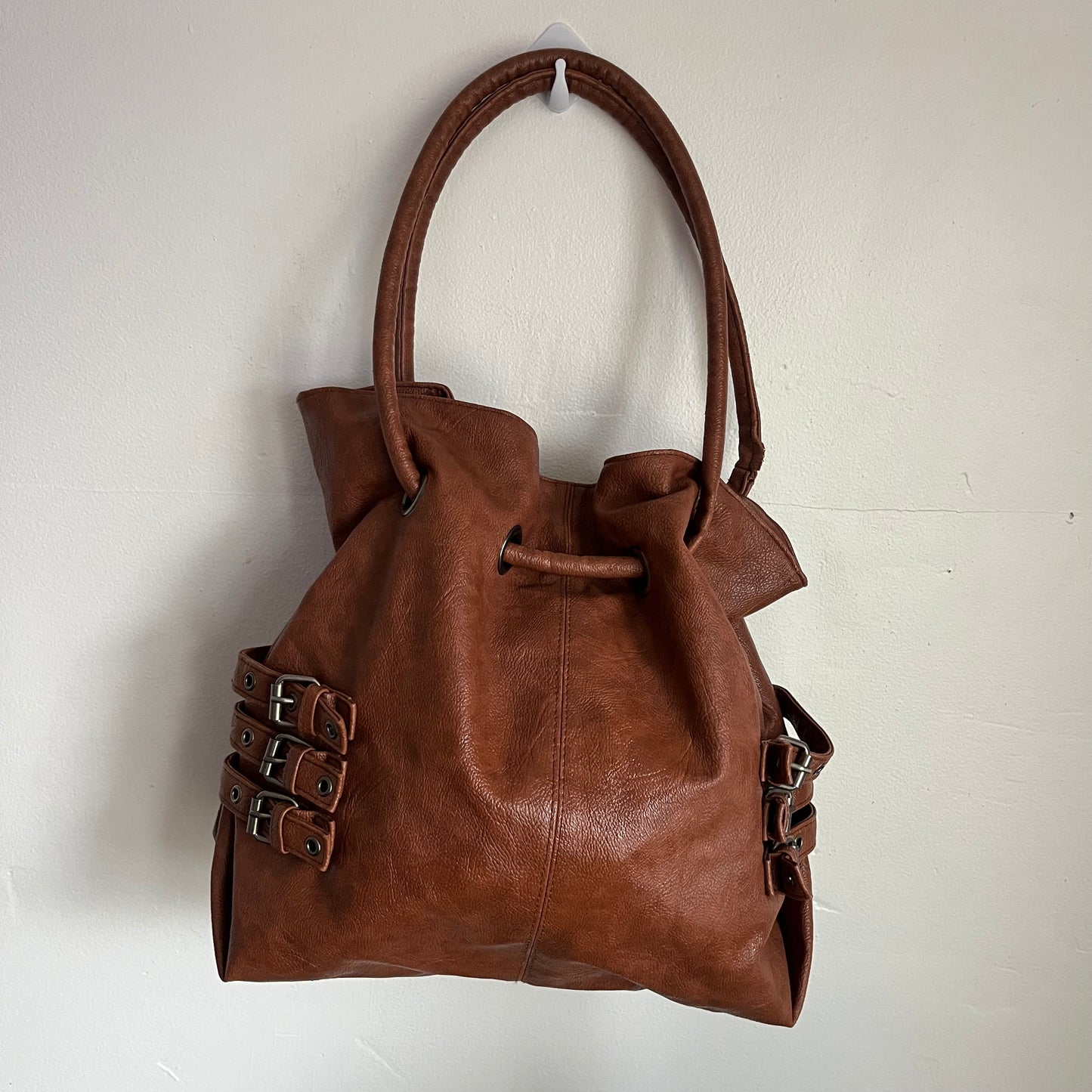 Brash Leather Brown Bucket Purse