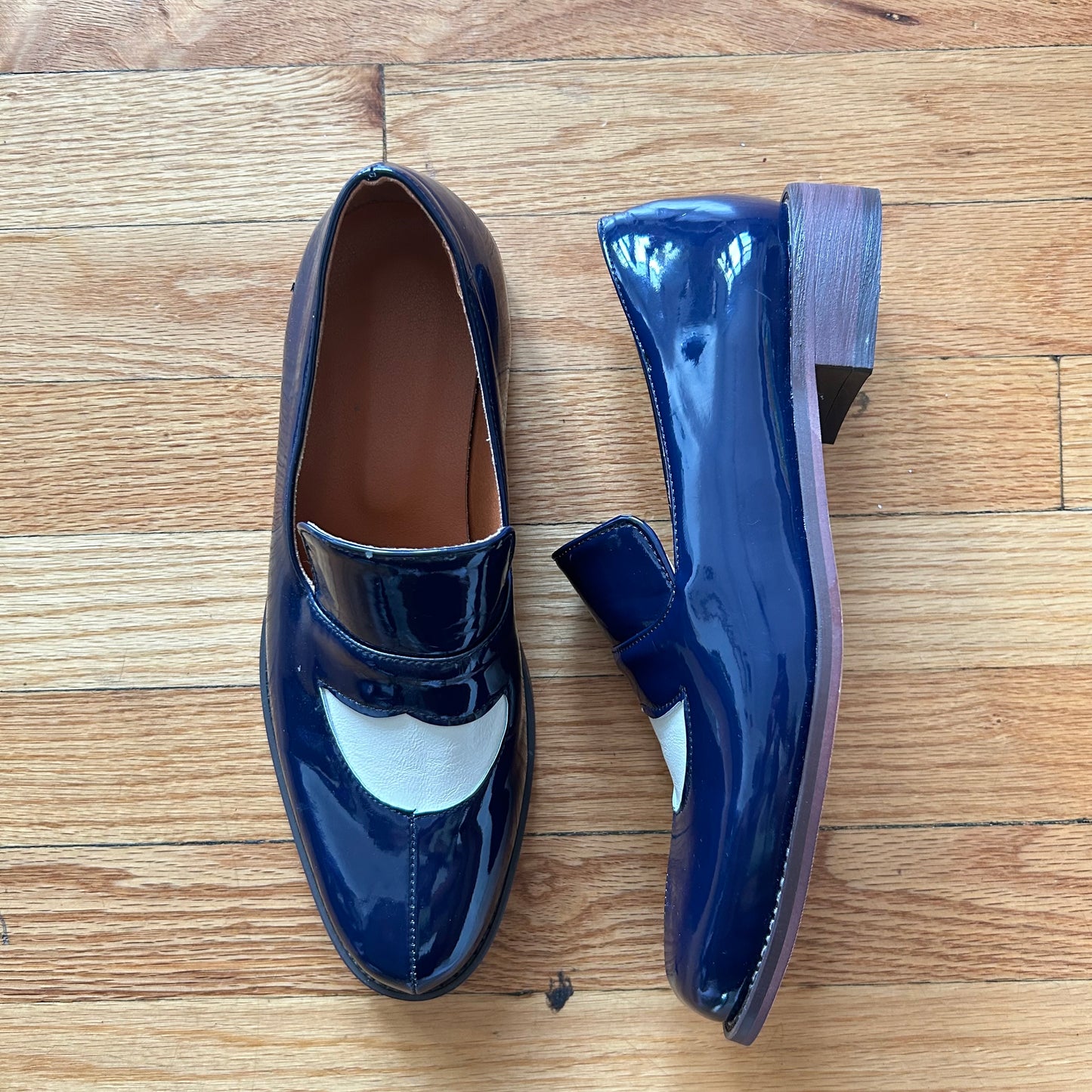 Blue Leather classic vintage loafers