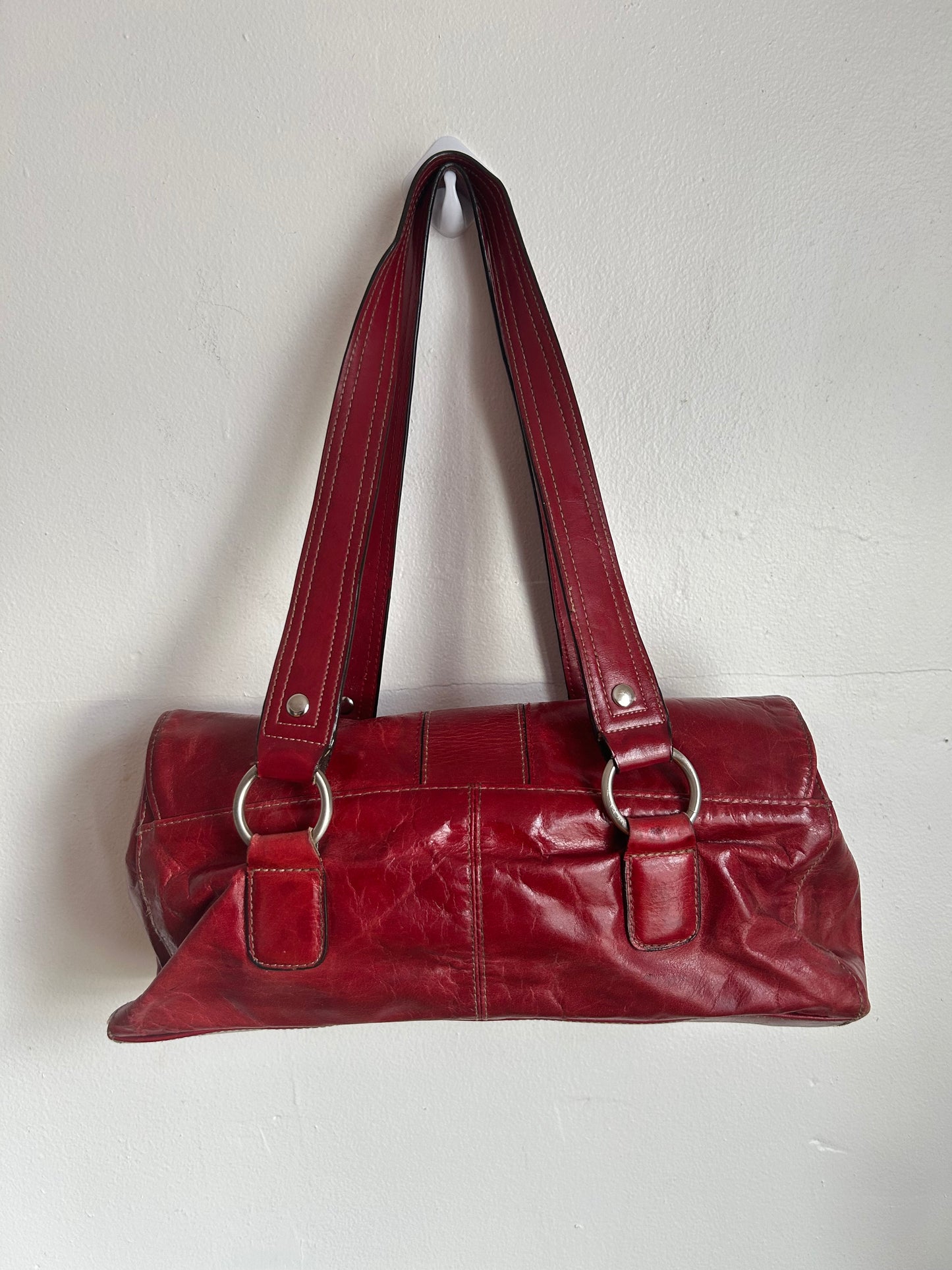 Red leather buckle purse y2k