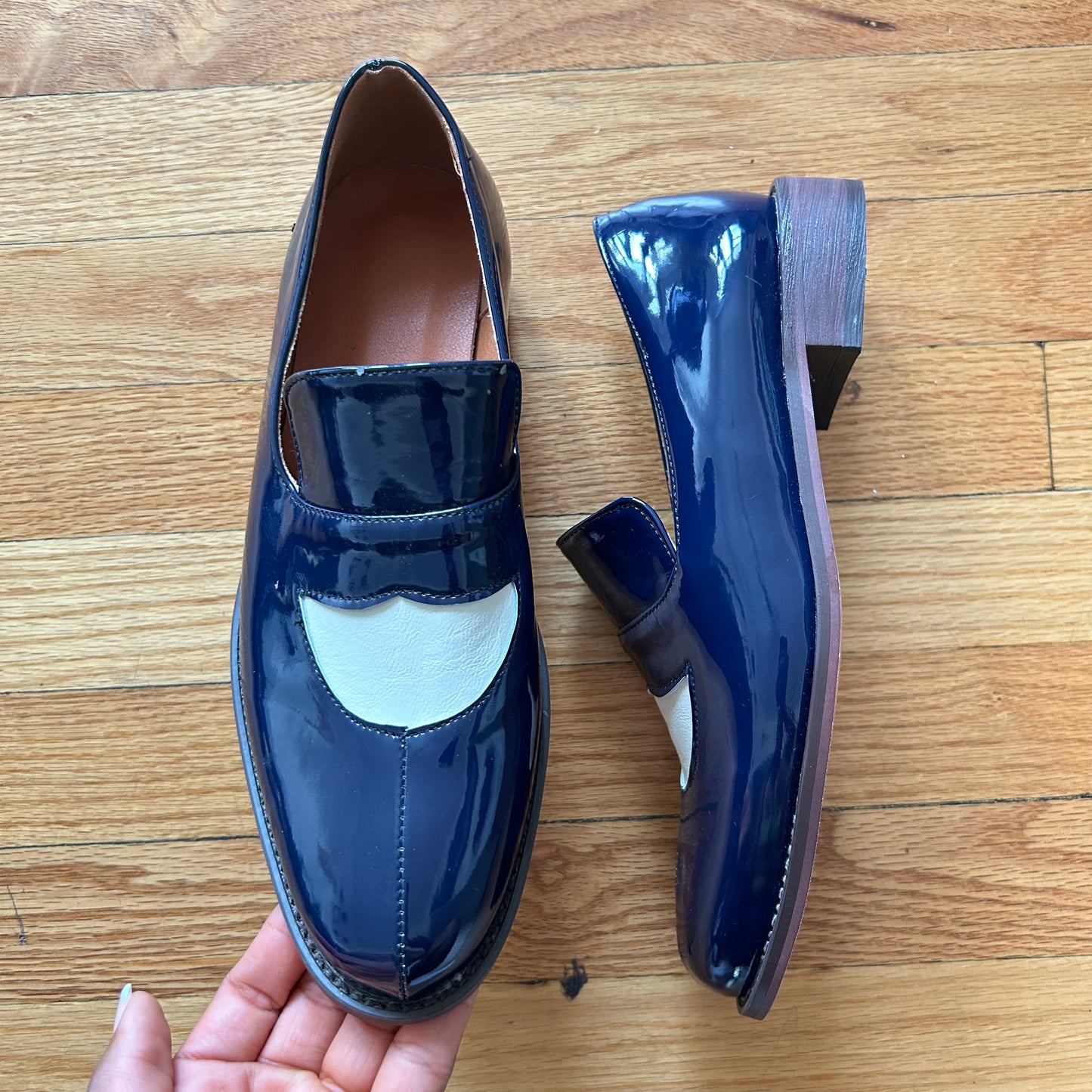 Blue Leather classic vintage loafers