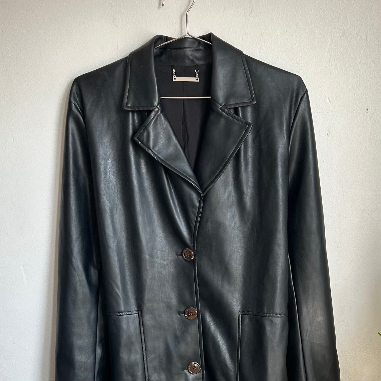 Y2K Tahari Black Leather Trenchcoat