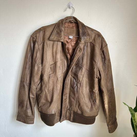 Brown Leather Bomber Classic Vntage