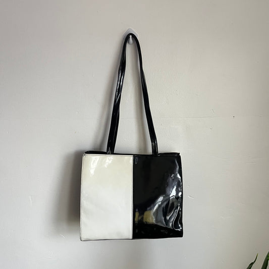 Black & White Tote Vinyl Purse