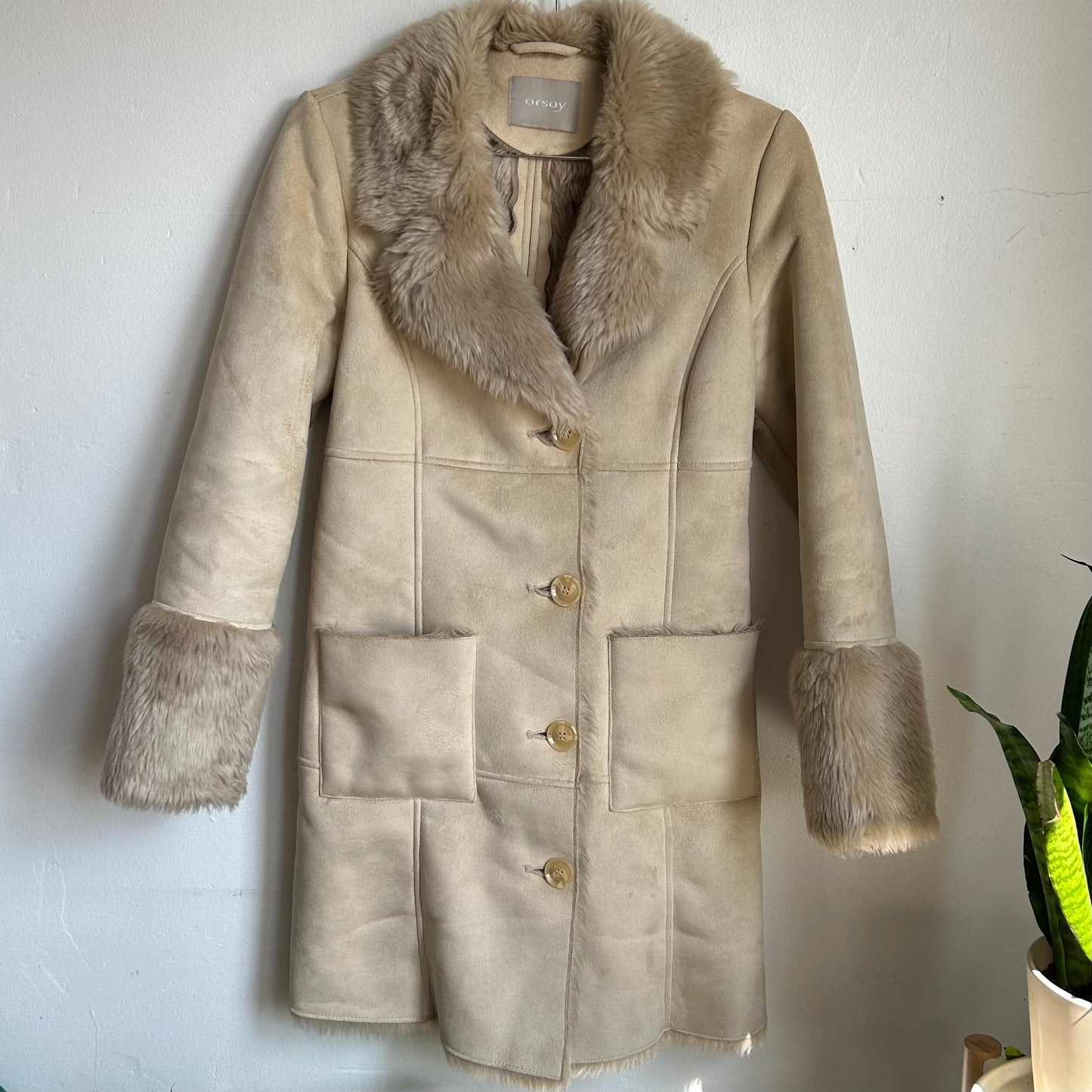 Y2K Orsay Suede Fur Lining Coat