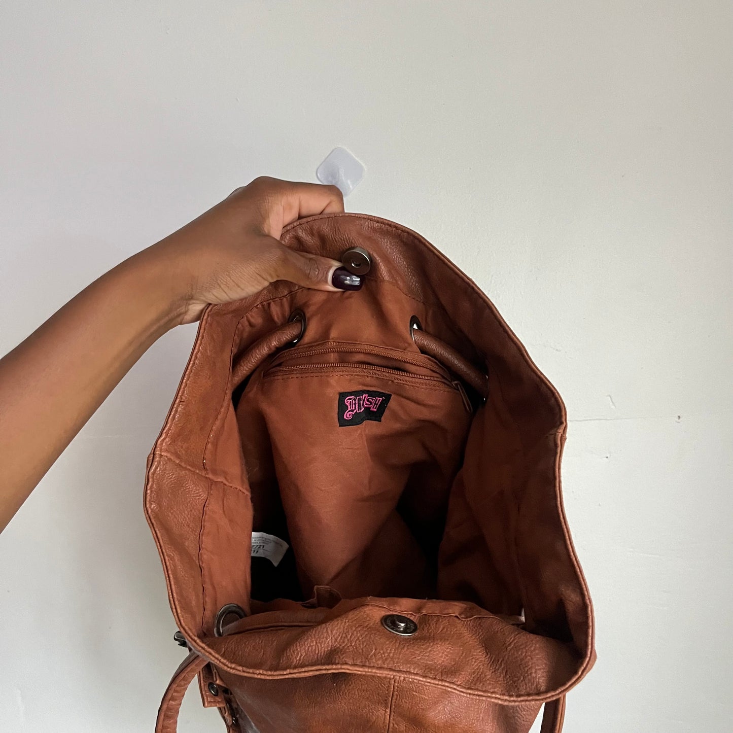 Brash Leather Brown Bucket Purse