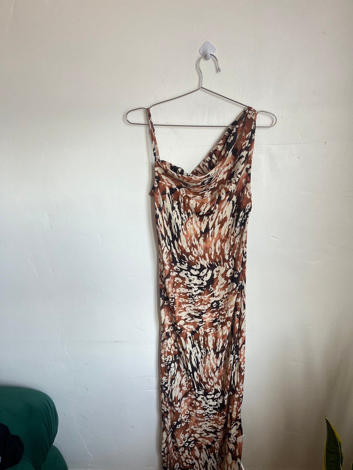 Cream & Brown Abstract Dress