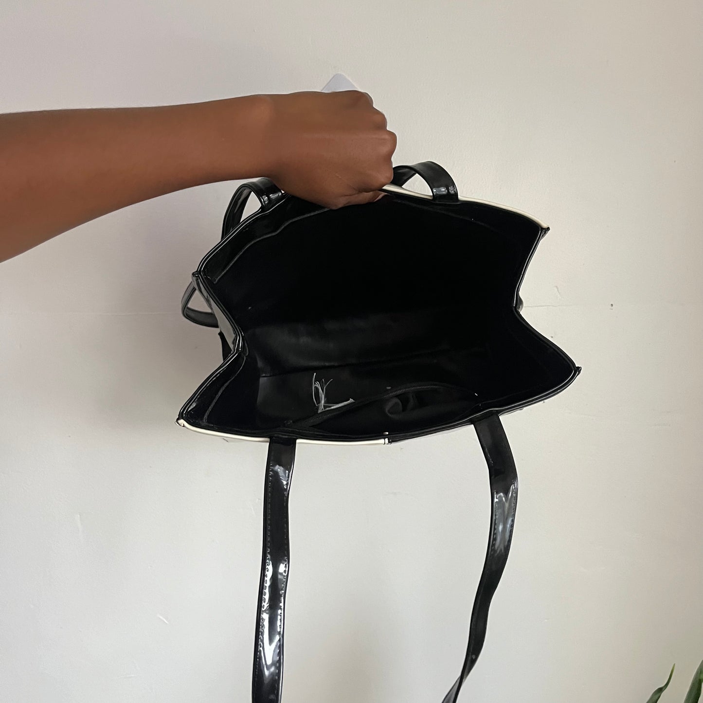 Black & White Tote Vinyl Purse