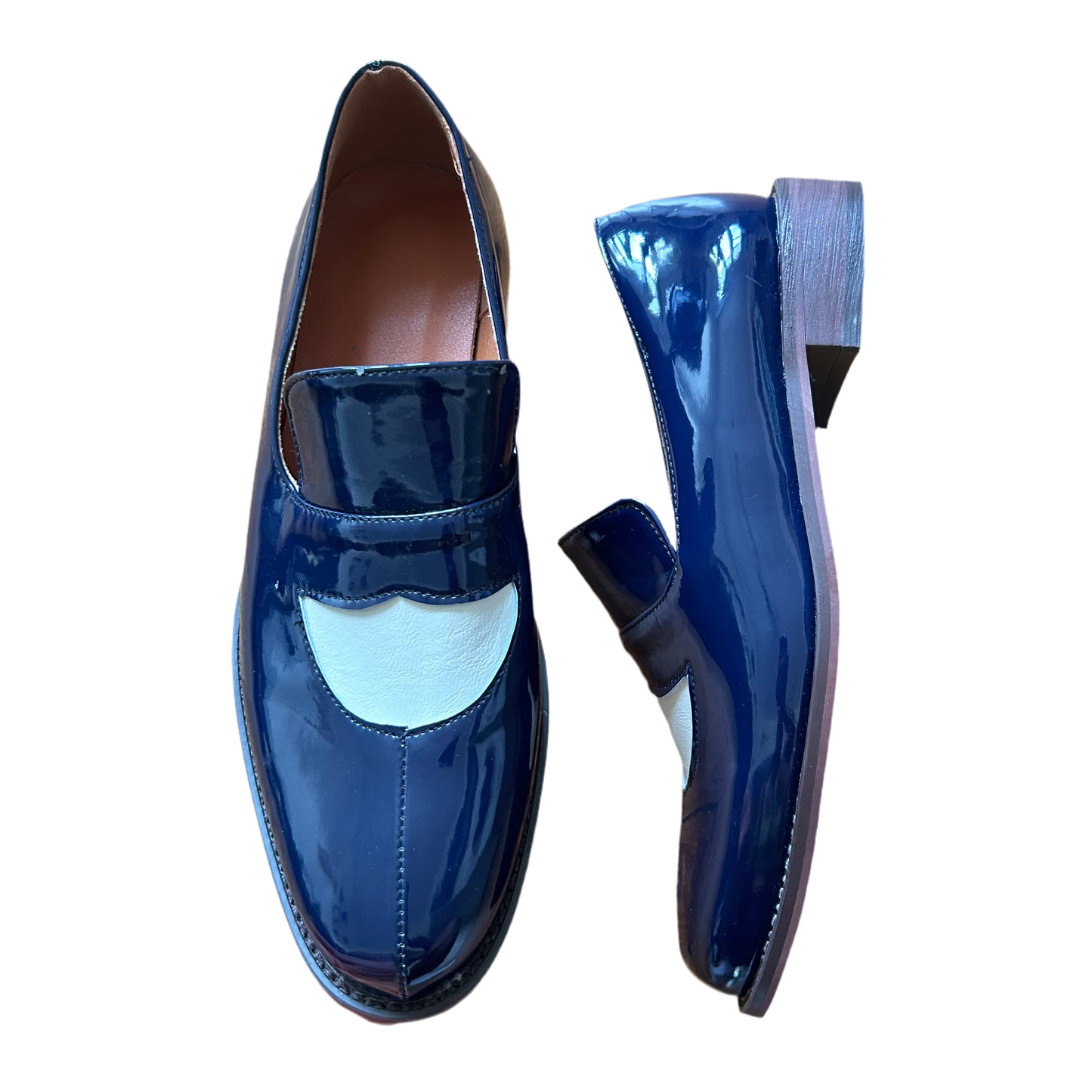 Blue Leather classic vintage loafers