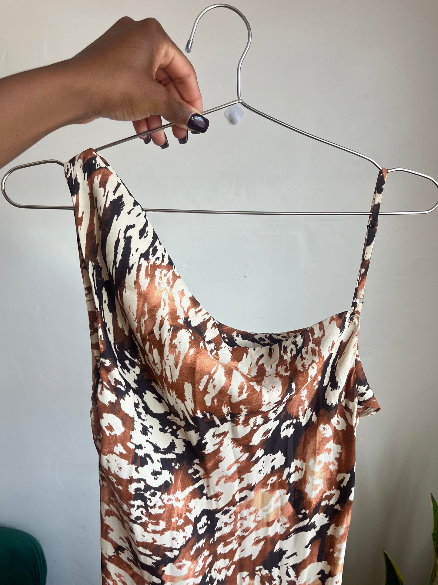 Cream & Brown Abstract Dress